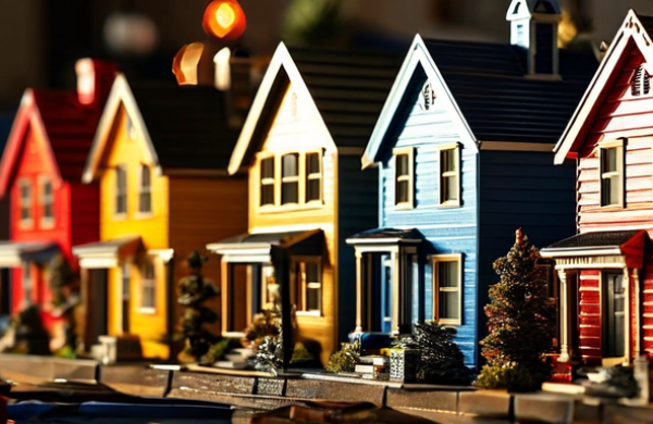 various-houses-sitting-in-an-orderly-row-each-adorned-with-flags-that-bear-the-likeness-of-mortgage-831841357 various-houses-sitting-in-an-orderly-row-each-adorned-with-flags-that-bear-the-likeness-of-mortgage-831841357